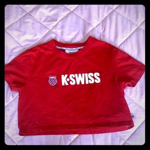 What I am selling is a red k.swiss crop top.